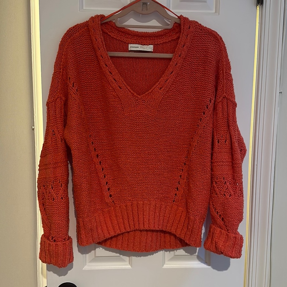 Coral Anthro Pilcro chunky knit sweater